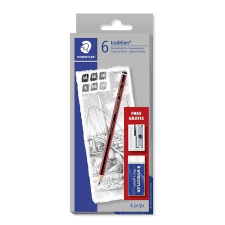 STAEDTLER Grafitceruza készlet, hatszögletű, hegyezővel és radírral, STAEDTLER "Tradition", 6 különböző keménység ceruza