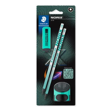 STAEDTLER Grafitceruza készlet, hegyezővel, radírral, HB, "Norix 181", franciazöld (TS181SBK23) (TS181SBK23) ceruza