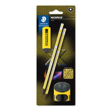 STAEDTLER Grafitceruza készlet, hegyezővel, radírral, HB, "Norix 181", sárga (TS181SBK21) (TS181SBK21) ceruza