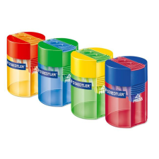 STAEDTLER Hegyező, kétlyukú, tartályos, STAEDTLER &quot;512&quot;, vegyes színek hegyező