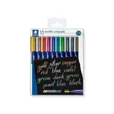 STAEDTLER : Kalligrafikus marker készlet, STAEDTLER \"Design Journey Metallic Calligraphy\", 10 különböző metál szín - Egyéb filctoll, marker