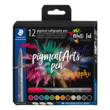 STAEDTLER Kalligrafikus rostirón készlet, 2 mm, STAEDTLER "Pigment 375", 12 különböző szín filctoll, marker