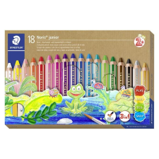 STAEDTLER Színes ceruza készlet, 3 in 1, hatszögletű, félhosszú, vastag, ajándék hegyezővel és ecsettel, STAEDTLER "Noris Junior", ceruza