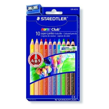 STAEDTLER Színes ceruza készlet, hatszögletű, vastag, STAEDTLER &quot;Noris Club&quot;, 10 különböző szín színes ceruza