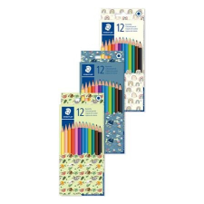 STAEDTLER Színes ceruza készlet, hatszögletű, vegyes mintájú csomagolás, STAEDTLER &quot;Pattern Mix&quot;, 12 különböző szín színes ceruza