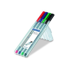 STAEDTLER Tűfilc készlet, 0,3 mm, STAEDTLER &quot;Triplus Box&quot;, 4 különböző szín filctoll, marker