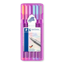 STAEDTLER Tűfilc készlet, 0,3 mm, STAEDTLER "Triplus® 334", 6 különböző pasztell szín filctoll, marker
