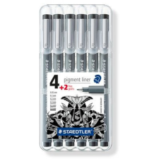 STAEDTLER Tusfilc készlet Pigment Liner 308 4+2 fekete filctoll, marker
