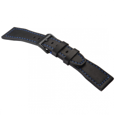 STAILER Premium Aviator bőr óraszíj, fekete/kék 20/18 L óraszíj