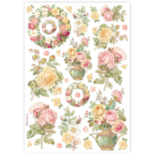Stamperia Best Sellers Rizspapír A4 Garlands and roses Rice Paper (1 ív) decoupage papír