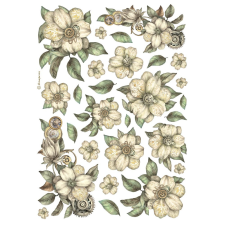 Stamperia Best Sellers Rízspapír A4 White Flowers Rice Paper (1 ív) decoupage papír
