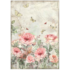 Stamperia House of Roses Rízspapír A4 Roses and butterfly Rice Paper (1 ív) decoupage papír