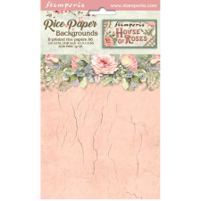Stamperia House of Roses Rízspapír készlet A6 Backgrounds Rice Paper Backgrounds (8 ív) decoupage papír