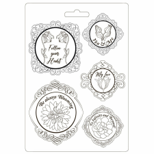 Stamperia Lágy PVC nyomóforma A4 - Romantic Garden House frame with flowers dekorációs kellék