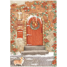 Stamperia Rizspapír A4 - All Around Christmas - Red Door - Rice Paper (1 ív) decoupage papír