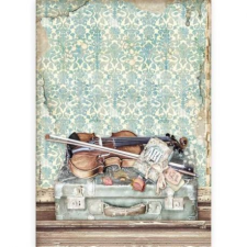 Stamperia Rizspapír A4, Stamperia Rice Paper / Passion violin and travelling - (1 lap) decoupage papír