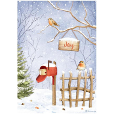 Stamperia Rizspapír A4 - Winter Valley - Joy Birds - Rice Paper (1 ív) decoupage papír