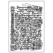 Stamperia Textúra alap A5, Desire Guitar/ Stamperia Soft Mould (1 db) gyertyaöntő forma