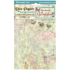 Stamperia Wonderland Rizspapír készlet A6 Backgrounds Rice Paper Backgrounds (8 ív) decoupage papír