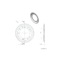 Standard Parts Hátsó lánckerék 42 fogú MBK 51S (Grimeca felnik 98mm) egyéb motorkerékpár alkatrész