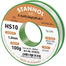 Stannol Ezüsttartalmú forrasztóón, forrasztóhuzal 1mm/100g Stannol HS10 2510 Sn95Ag4Cu1 (631902) forrasztási tartozék