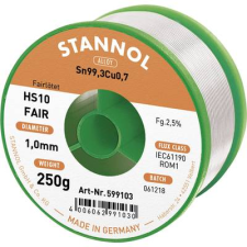 Stannol Forrasztóón Tekercs Stannol HS10-Fair Sn99.3Cu0.7 250 g 1.0 mm (599103) forrasztási tartozék