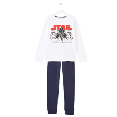 Star Wars hosszú pizsama, fehér/kék, 134 cm, 9 év