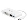 Startech .com USB C Multiport Adapter to DVI-D (Digital) Video - 60W PD Passthrough/GbE/USB-A - Portable USB Type-C/Thunderbolt 3 Mini Dock - external video adapter - white (DKT30CDVPD)