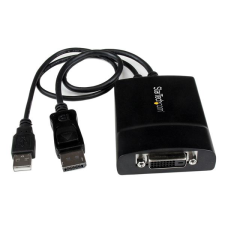 Startech DisplayPort + USB-A apa - DVI-D anya aktív adapter - Fekete kábel és adapter