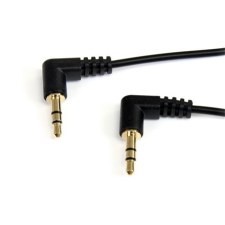 Startech Jack stereo 3,5mm -> M/M audio kábel 0.3m 90°/90° fekete kábel és adapter