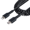 Startech Spirál USB-C apa - Lightning apa 2.0 Adat és töltő kábel - Fekete (1m)
