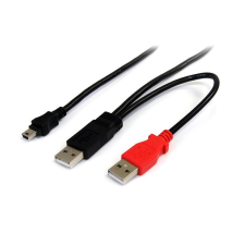 Startech USB2HABMY6 USB Mini B - 2x USB-A (apa - apa) kábel 1.8m - Fekete kábel és adapter