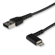 Startech USB-A apa - Lightning 90° apa Töltőkábel 1m - Fekete (RUSBLTMM1MBR) kábel és adapter