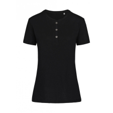 STEDMAN Női rövid ujjú póló Stedman Sharon Henley T-Shirt L, Opál fekete női póló