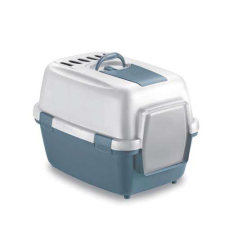 STEFANPLAST WivaCat Praktikus fedett macska wc szűrővel és lapáttal fehér/kék 55x40x40cm macskatoalett