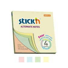 Stick'n öntapadó jegyzettömb, 76x76 mm, 100 lap, stick n, pasztell színek 21821 jegyzettömb