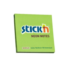 Stick'n Öntapadó jegyzettömb STICK`N 76x76mm neon zöld 100 lap jegyzettömb