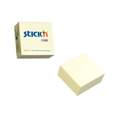 Stick'n Öntapadó kockatömb, 76x76mm, 400 lap, STICK N, pasztellsárga jegyzettömb