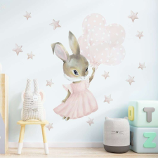 Stickers Shop Falmatrica rózsaszín nyuszi léggömbök csillagok tapéta, díszléc és más dekoráció