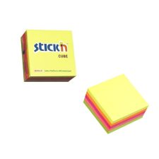 Stickn Öntapadó jegyzettömb STICK`N 76x76mm neon mix 400 lap post-it