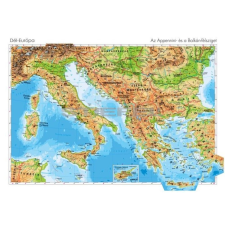 Stiefel Dél-Európa domborzata kétoldalas poszter térkép