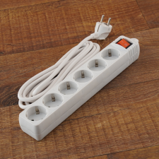 Stilo hálózati elosztó 6db aljzat 3fm vezetékkel, kapcsolóval hosszabbító, elosztó