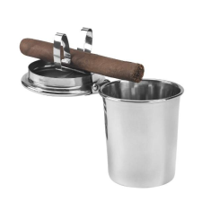 Stinky autós szivar hamutál beépített szivartartóval króm színű - fedéllel hamutartó