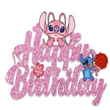  Stitch Happy birthday rózsaszín tortadísz sütés és főzés
