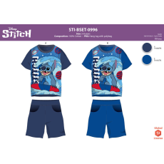  Stitch pamut nyári együttes kisfiúknak - póló-rövidnadrág szett - középkék - 128