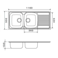  STM1160.500 1160x500 mm rozsdamentes mosogatótálca mosogatótálca