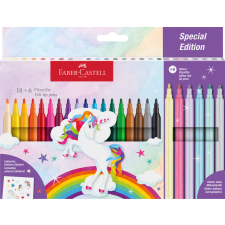 Stocktechnik Kereskedelmi Kft. Faber-Castell Filctoll készlet 18+6db glitteres, matricával, unikornisos filctoll, marker