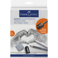 Stocktechnik Kereskedelmi Kft. Faber-Castell Goldfaber szénceruza készlet, hegyezővel, radírral, 8db szénkréta, szénceruza