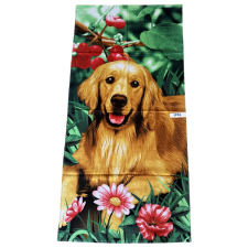 Strand törölköző 70 x 140 cm - Kutya és virág mintás 1761 lakástextília