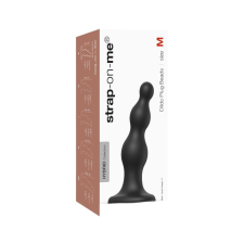 Strap-On-Me Beads M - gyöngyös, talpas dildó (fekete) anál